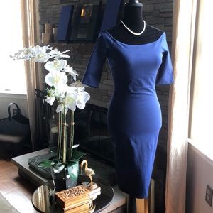 Blue boatneck midi dress